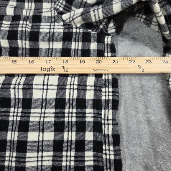 LL Bean Shirt Womens Medium Black White Scotch Plaid Flannel Tunic Preppy - Picture 5 of 6